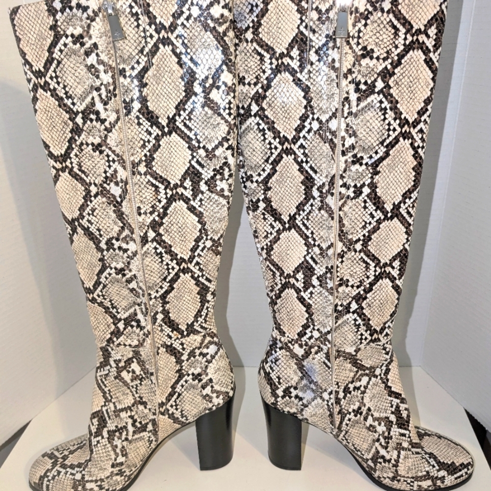 Kenneth Cole New York Snakeskin Print‎ High Boots Block Heel NWOB Size 7.5 - Picture 2 of 13